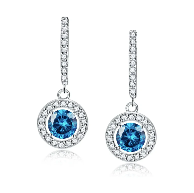 Elanis Jewel Náušnice Brillance Anthea Lake Blue s krystaly