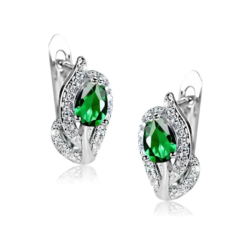 Elanis Jewel Náušnice Brillance Minerva Smaragd Green se zirkony