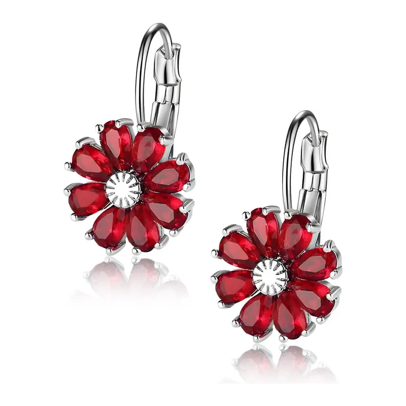 Elanis Jewel Květinové náušnice Brillance Marquise Red se