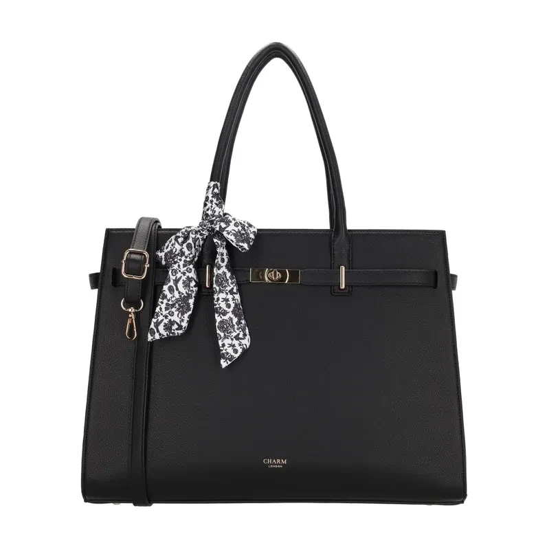Charm London Černá velká shopper kabelka na notebook „Crystal”