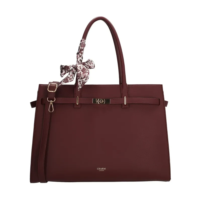 Charm London Tmavě červená velká shopper kabelka na notebook