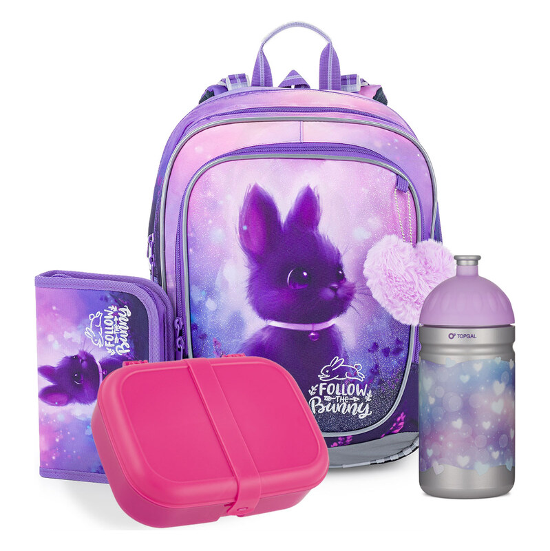 Topgal Oblíbená školní sada s fialovým králíčkem ENDY 26007 SET