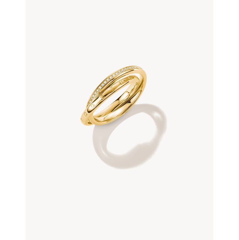 Thomas Sabo Double ring with white zirconia in yellow gold,