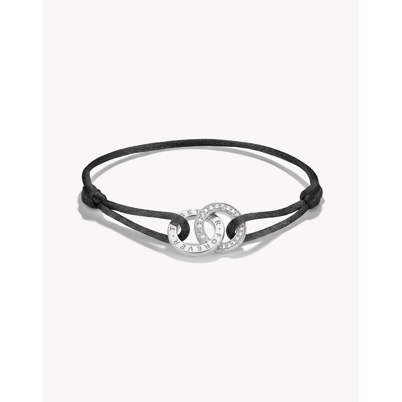 Thomas Sabo Textile bracelet together black with white zirconia