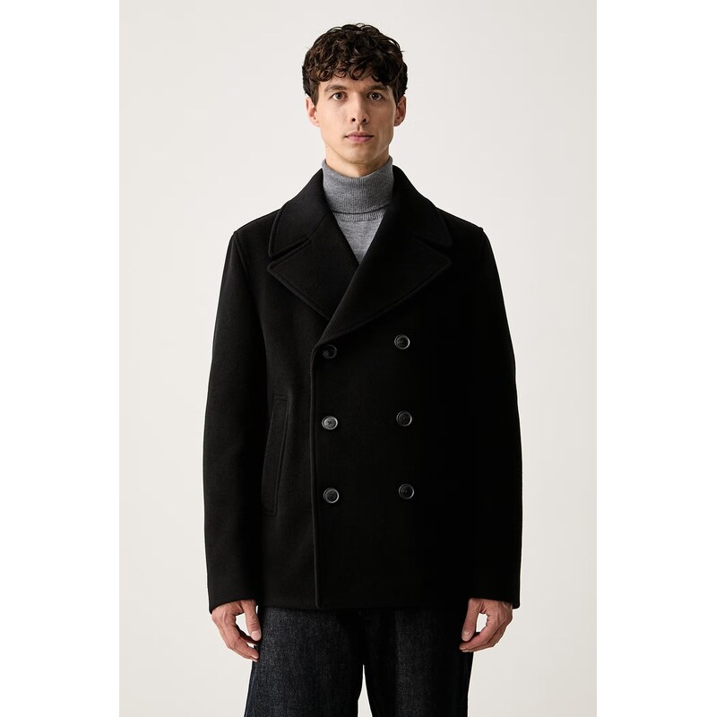 BOSS kabát pánský s vlnou H-Hyde-Peacoat-264
