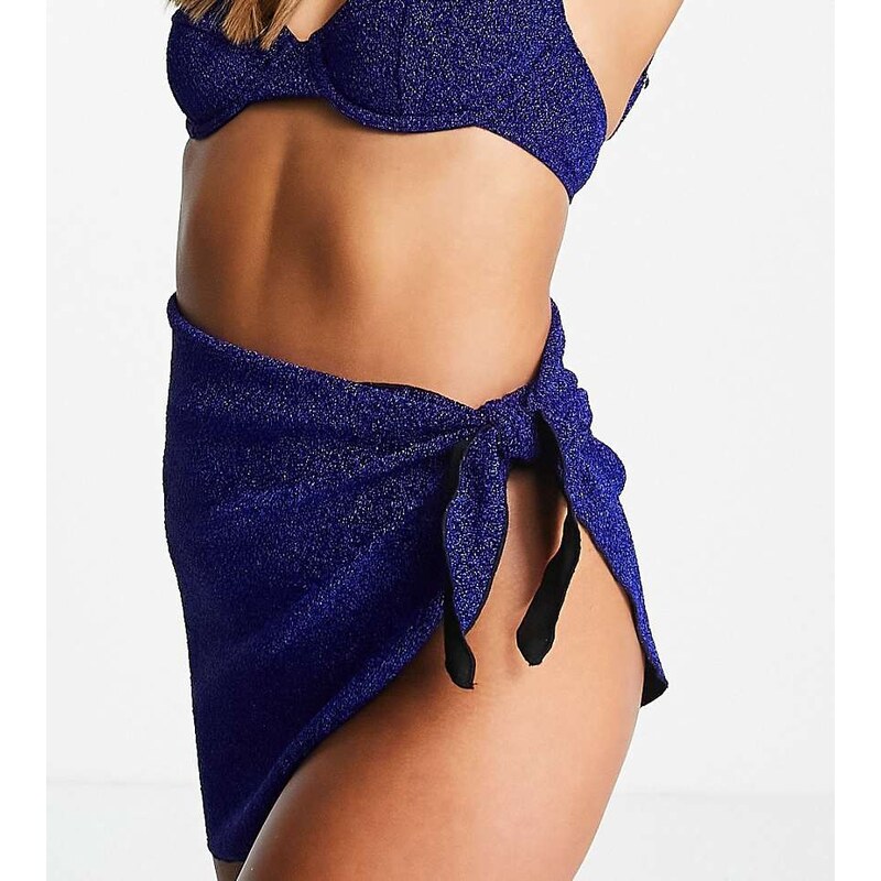 South Beach beach sarong in blue metallic
