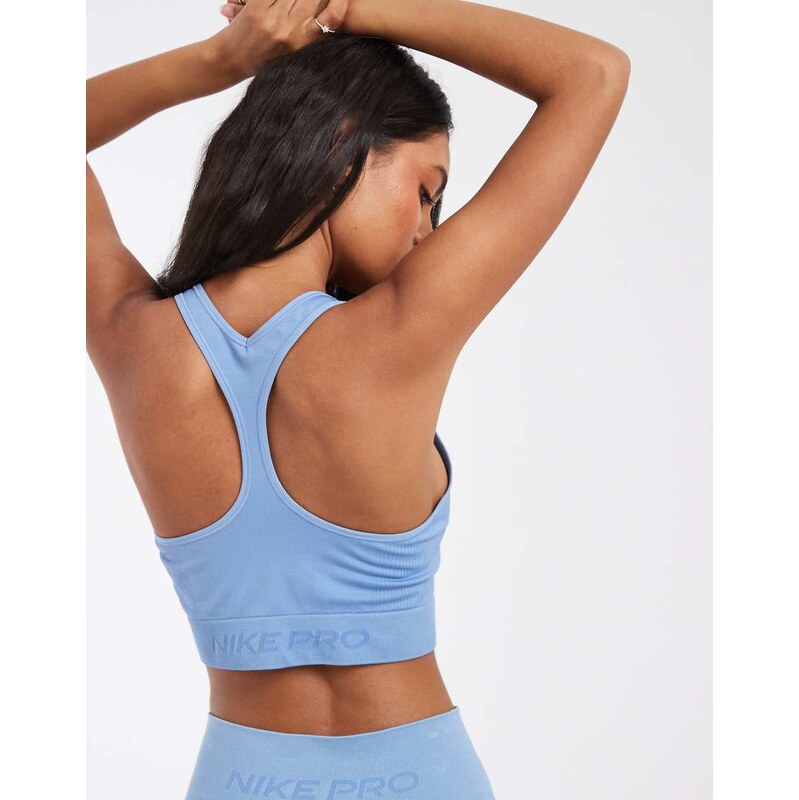 Nike Training Pro Dri-FIT seamless tank top in blue