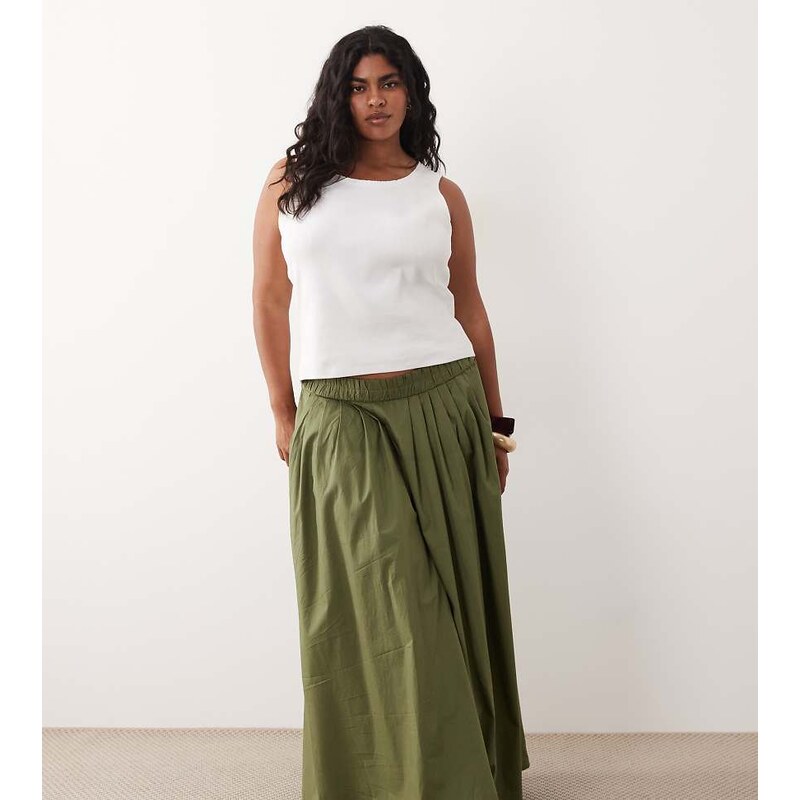 ASOS Curve ASOS DESIGN Curve elasticated waist volume midi skirt