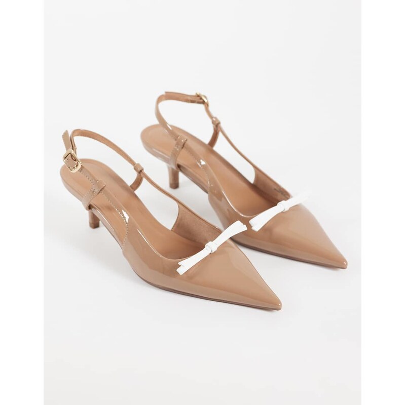 ASOS DESIGN Skippy bow detail slingback kitten heel shoes in