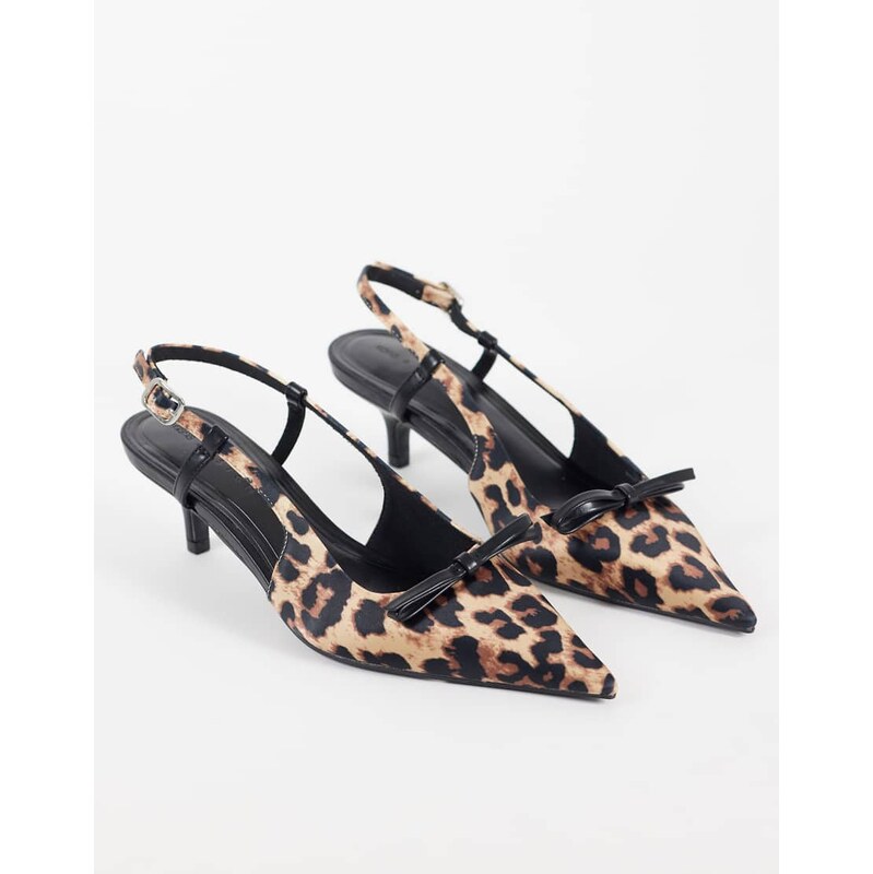 ASOS DESIGN Skippy bow detail slingback kitten heel shoes in