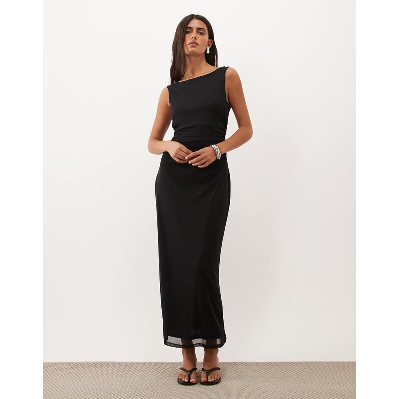 Nobodys Child Margot mesh slash neck open back midi dress in