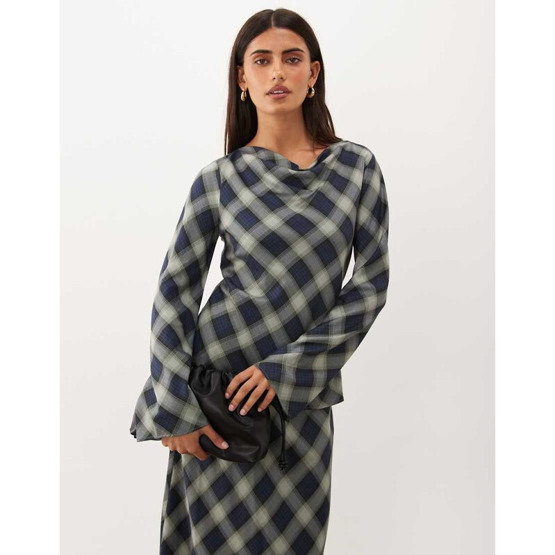 Nobodys Child Cruz satin cowl neck long sleeve top co-ord in