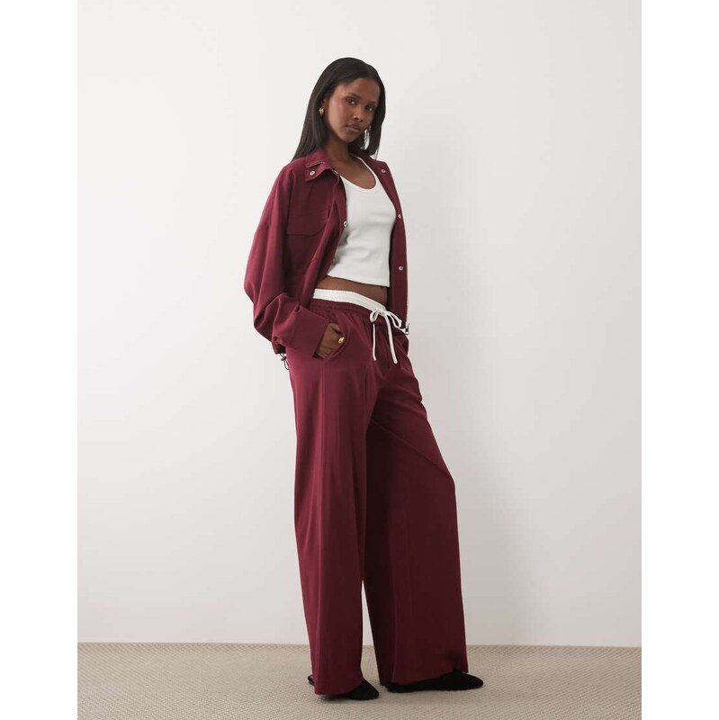 Kaiia exclusive double waistband wide leg tactical trousers co