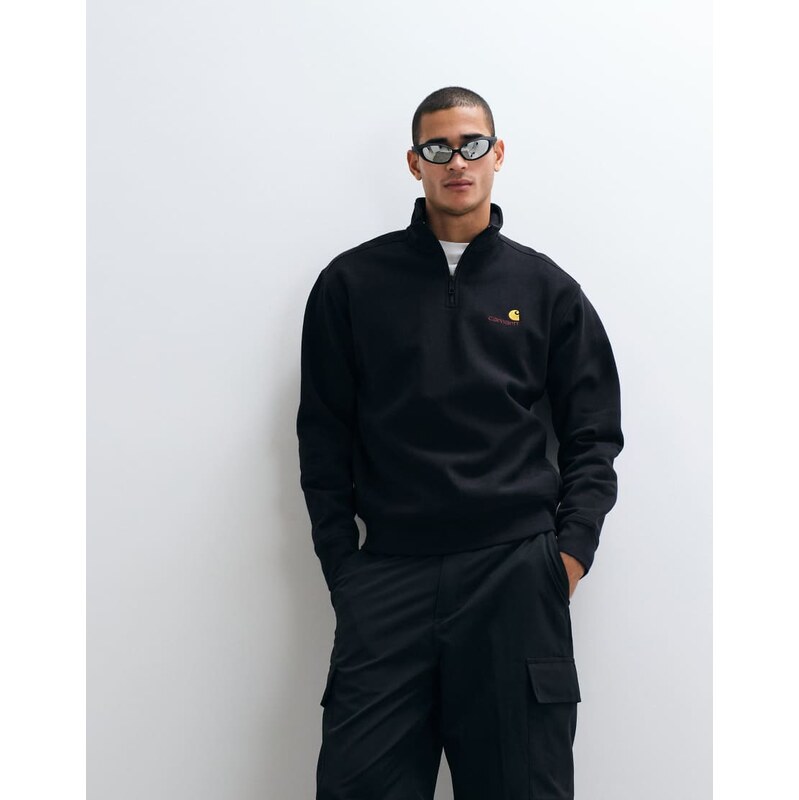 Carhartt WIP American Script half zip sweatshirt in black