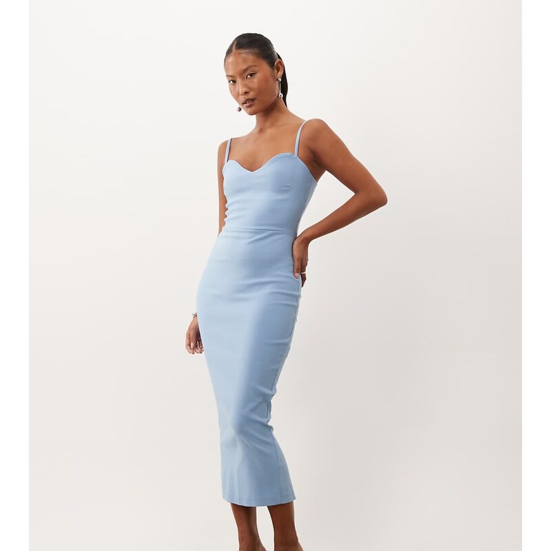 Vesper Petite bengaline sweetheart neckling cami strap midaxi