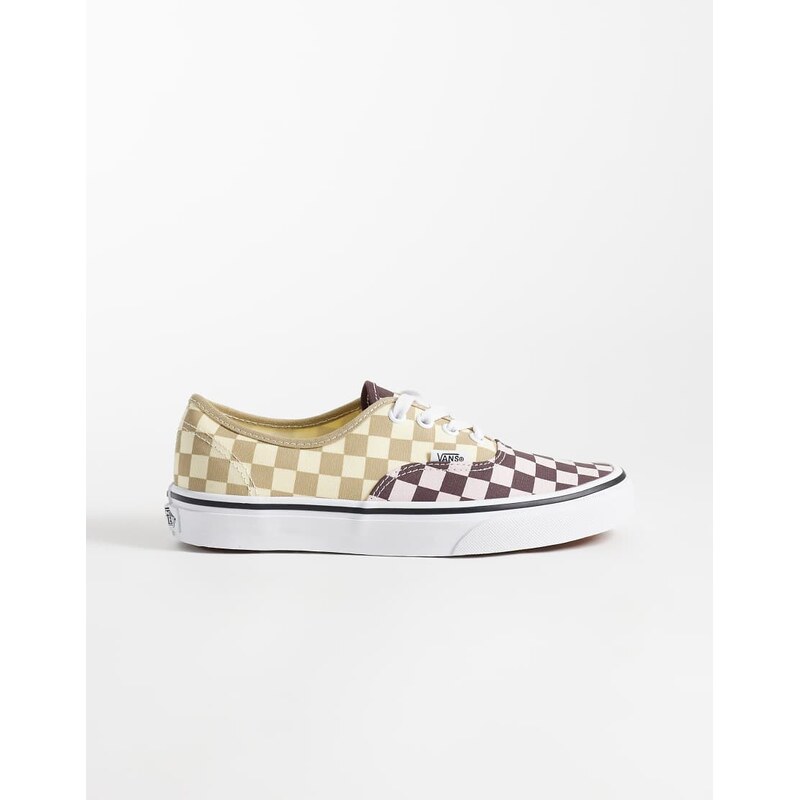 Vans Authentic checkerboard trainers in beige and purple-Multi