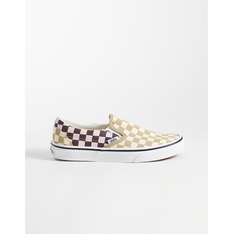 Vans Classic Slip-On checkerboard trainers in beige and purple
