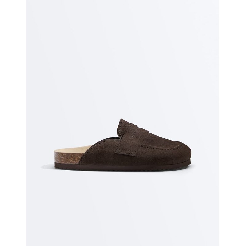 OYSHO Suede clogs in brown