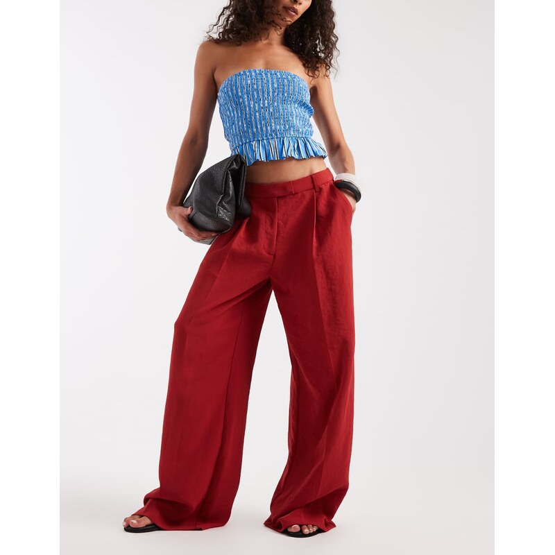 ASOS DESIGN low rise mensy trousers in red