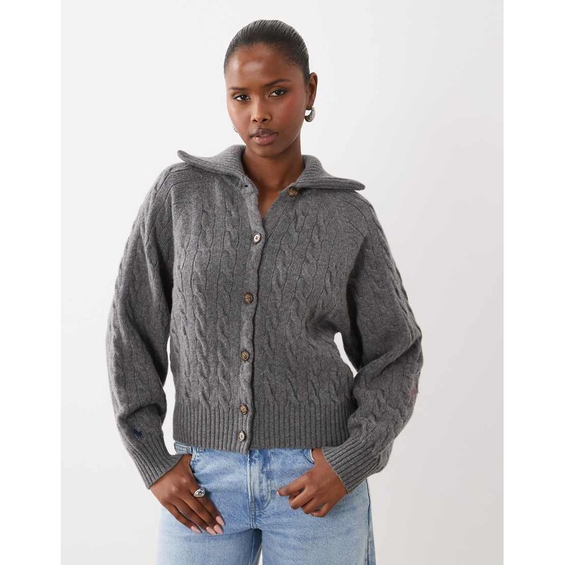 Polo Ralph Lauren cable knit cardigan in grey