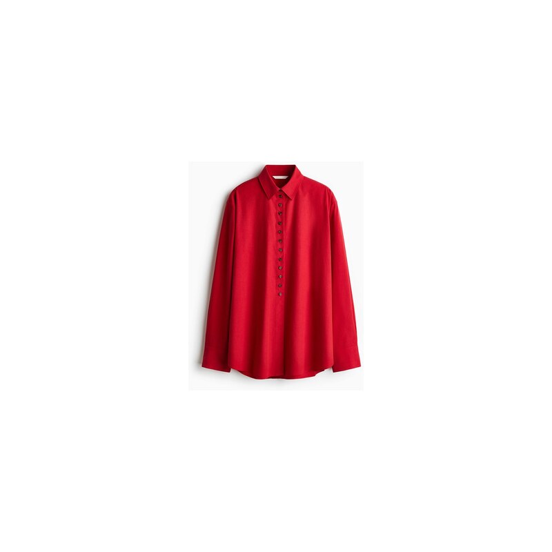 H&M - Oversized košile z modalové směsi - Červená