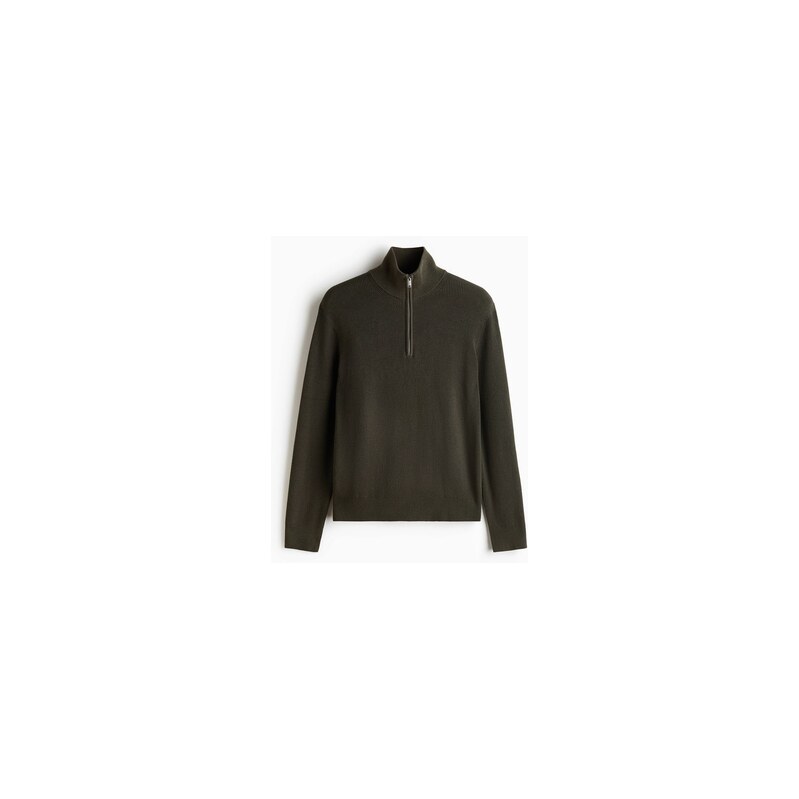 H&M - Svetrs horním zipem Regular Fit - Tmavě Zelená