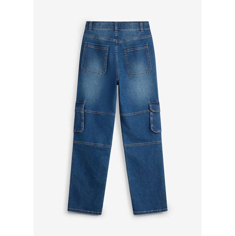 bonprix Cargo džíny Loose Fit s nastavitelným pasem, Straight