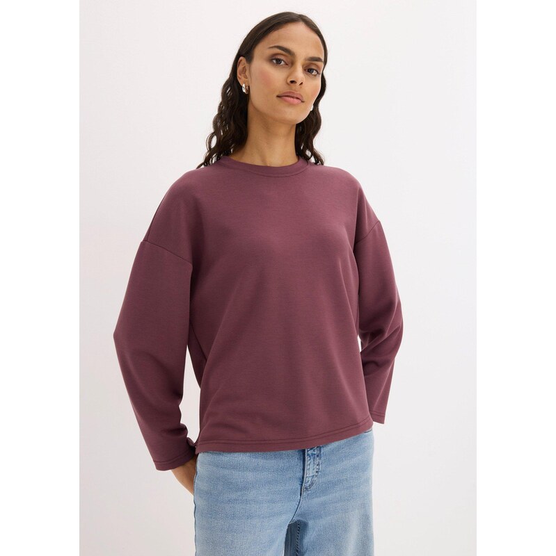 bonprix Oversize mikina ze směsi s viskózou hnědá Žena