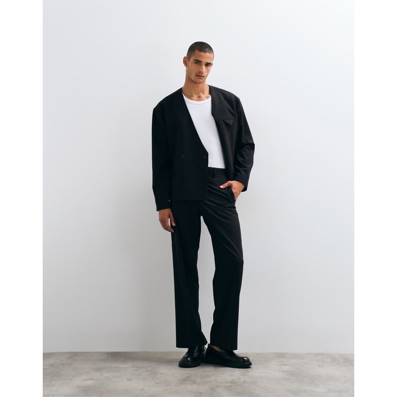 ASOS DESIGN wide suit trouser in black twill