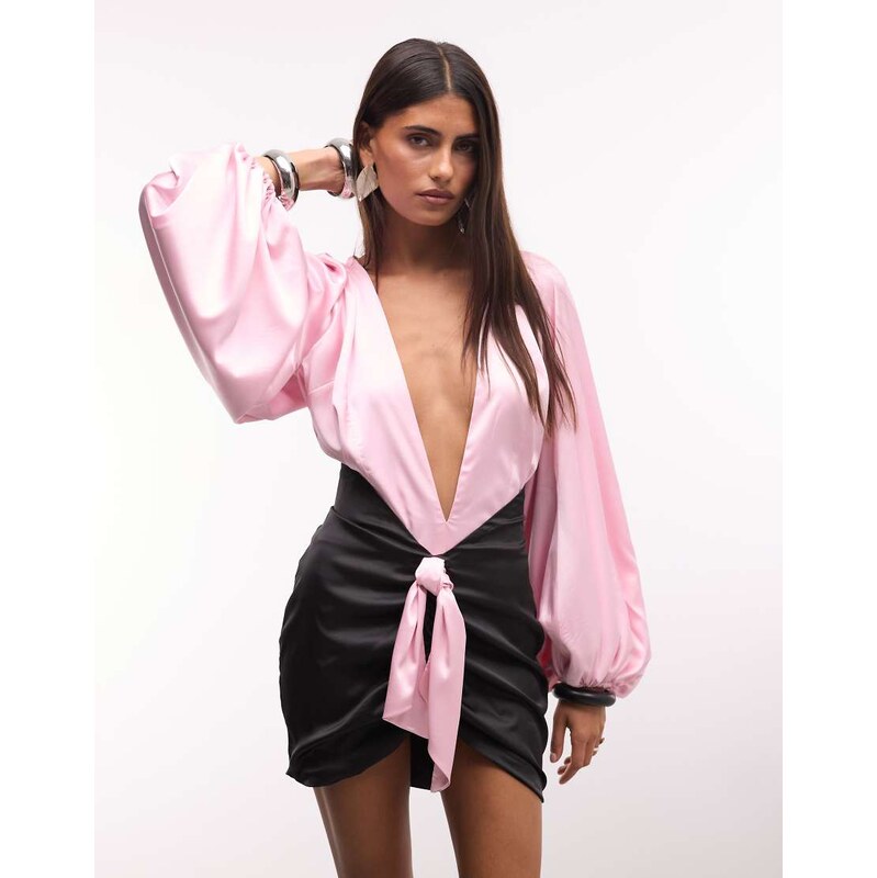 The Dolls House Circa Beaudelle premium satin plunge neck