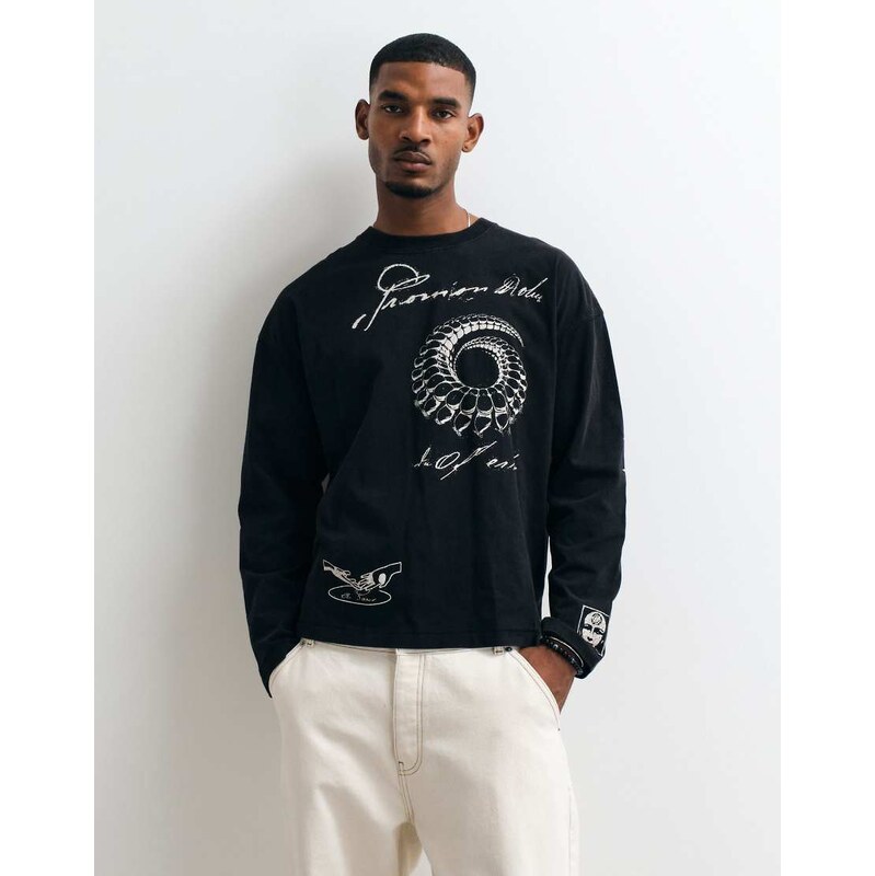Weekday oversized long sleeve t-shirt with multi graphic print