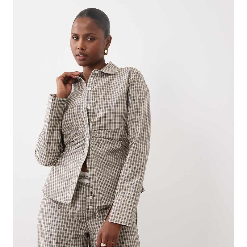 The Frolic exclusive cinch tie waist long sleeve shirt co-ord in