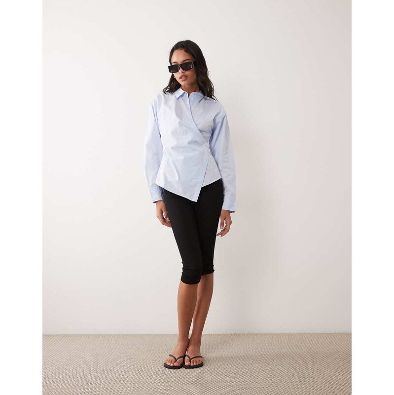 ARKET pure cotton wrap blouse in light blue