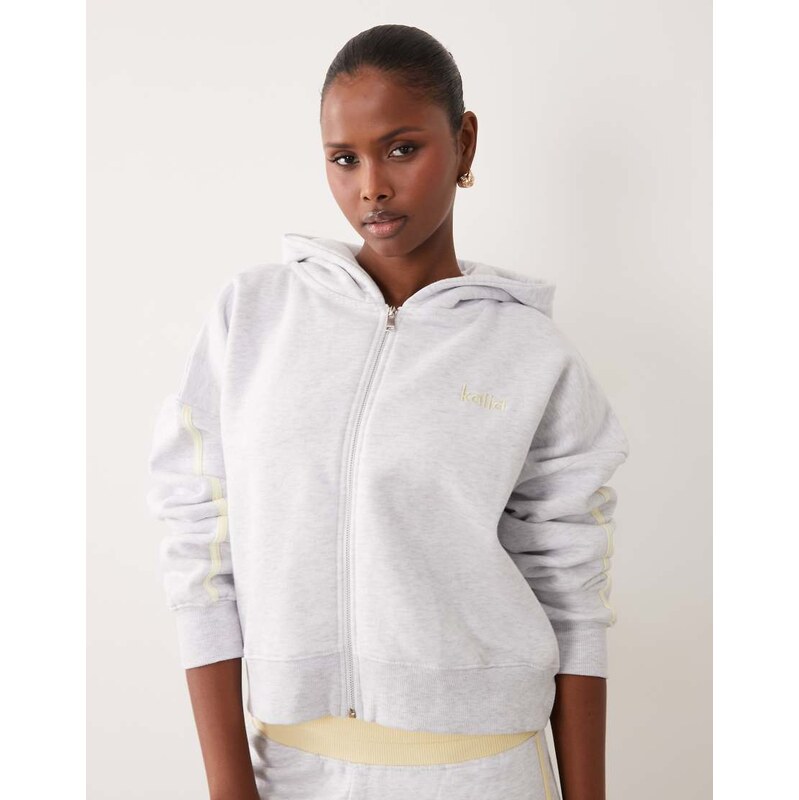 Kaiia cotton rich oversized zip through side stripe hoodie co