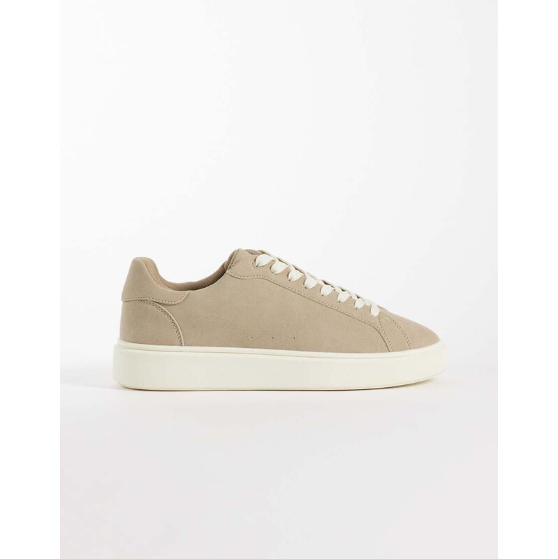 ASOS DESIGN lace up trainers in stone-Neutral