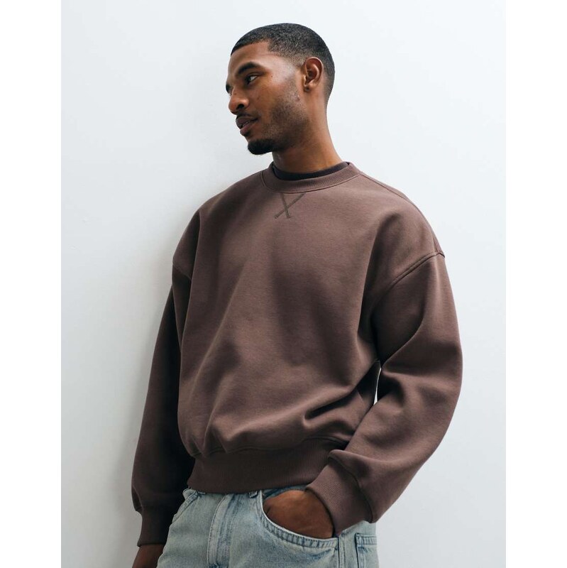 Cotton On relaxed crew sweater in espresso-Brown
