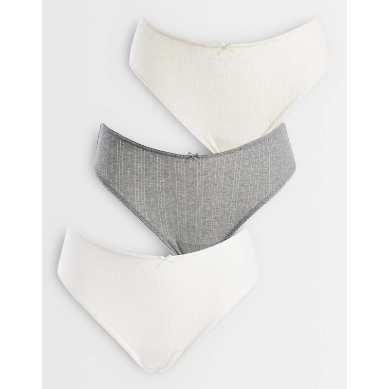 Cotton On 3 pack pointelle cheeky brief in butterscotch grey and