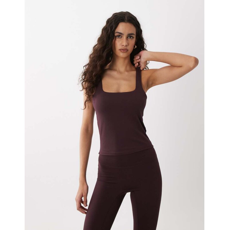Cotton On Active ultra soft square neck tank in italian plum