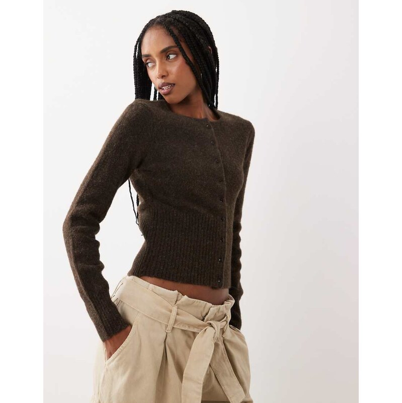Cotton On fluffy knitted cardigan in blackcurrant-Purple
