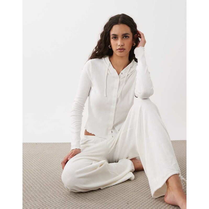 Cotton On lounge pointelle hooded cardigan and trousers in