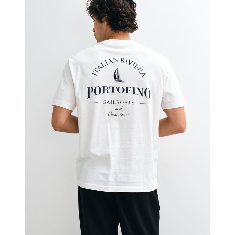 ONLY & SONS oversized t-shirt with Portofino back print in white