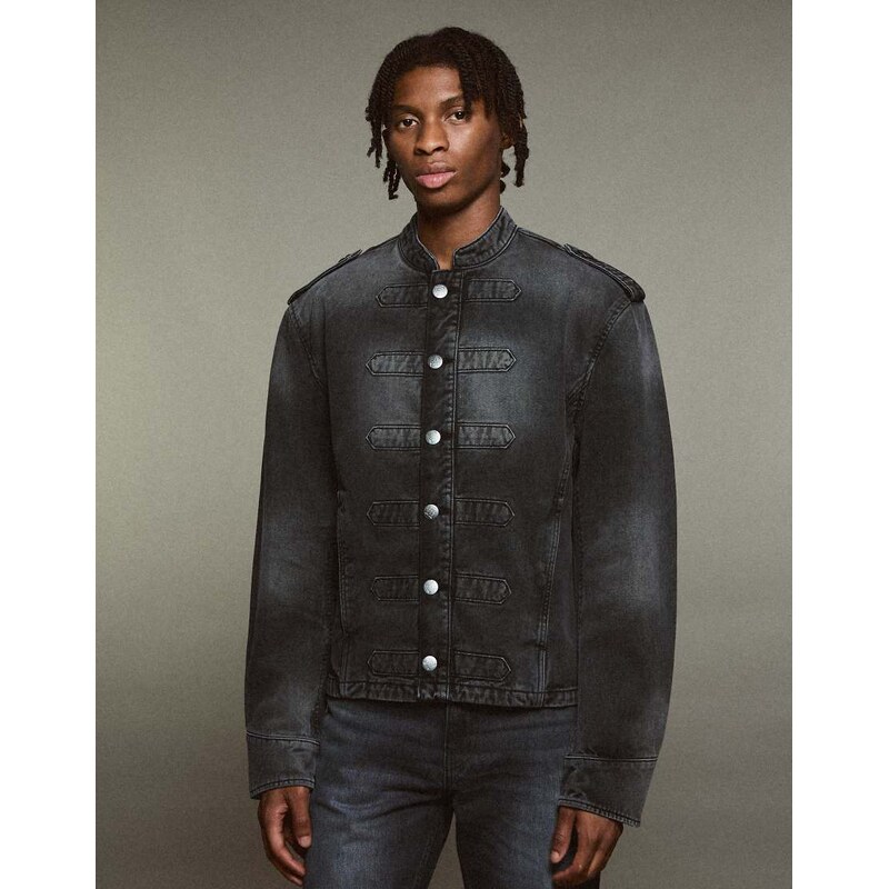 Bershka Button-up jacket in black