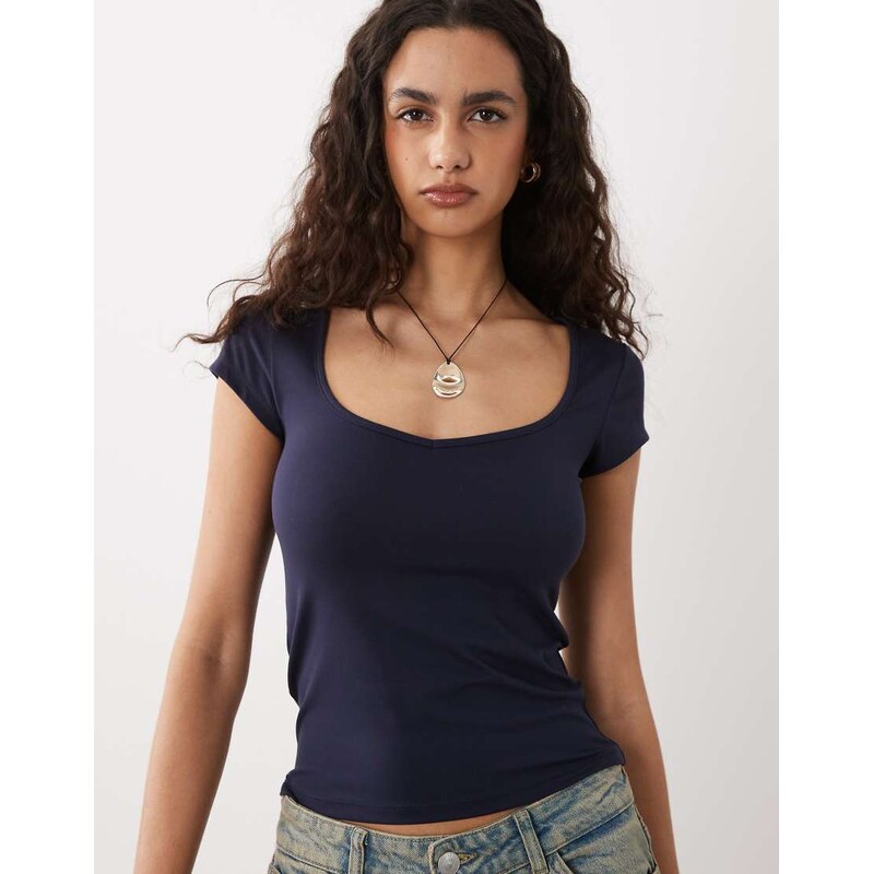 Cotton On Hold me short sleeve top in eclipse white blend