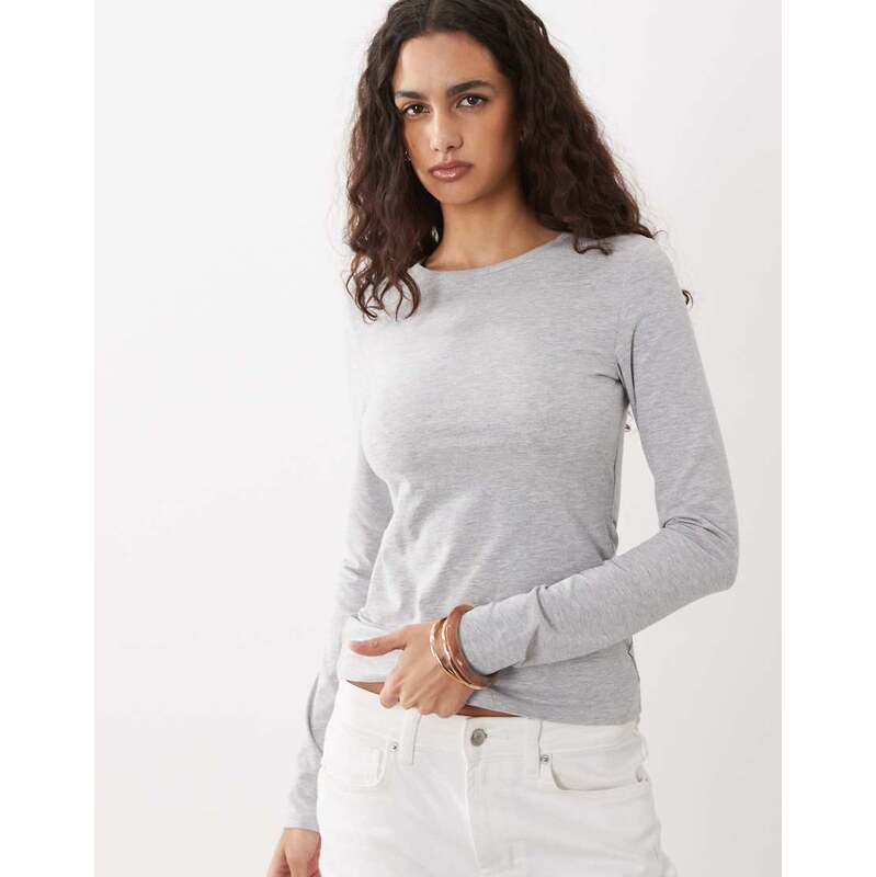 Cotton On longline crew long sleeve in grey marle