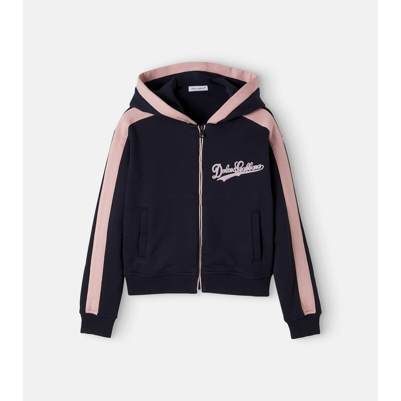 Dolce&Gabbana Kids Logo cotton jersey zip-up hoodie
