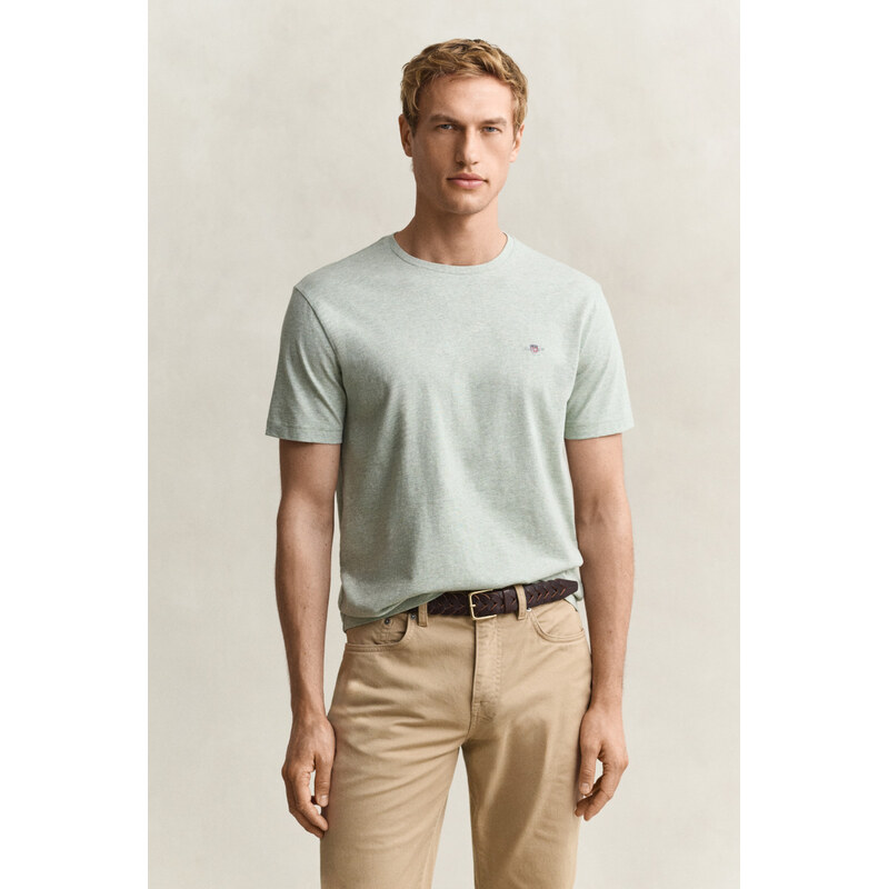 TRIČKO GANT REG SHIELD SS T-SHIRT SOFT GREEN MELANGE