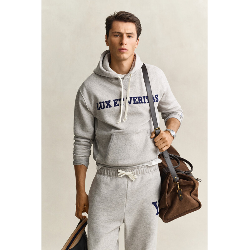 MIKINA GANT GRAPHIC HOODIE GREY MELANGE
