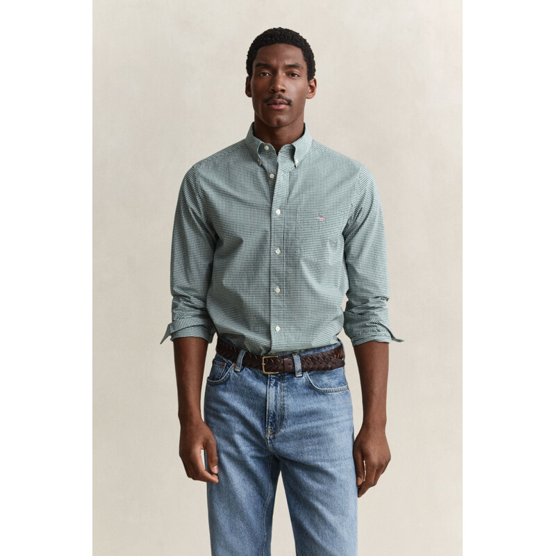 KOŠILE GANT REG CLASSIC POPLIN GINGHAM SHIRT DARK EMERALD