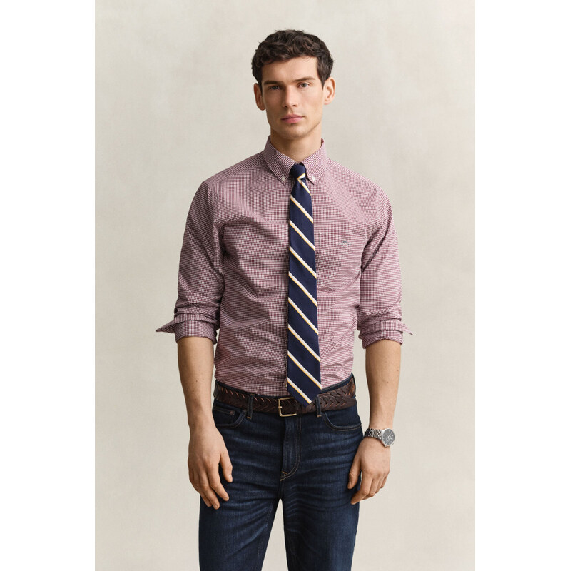 KOŠILE GANT REG CLASSIC POPLIN GINGHAM SHIRT DEEP GRAPE WINE