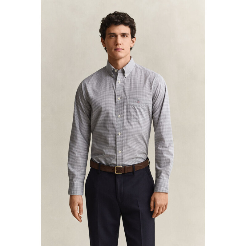 KOŠILE GANT REG CLASSIC POPLIN GINGHAM SHIRT MID GREY